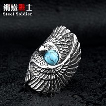 Steel soldier top quality and popular long eagle bird ring for men middle finger - £9.55 GBP