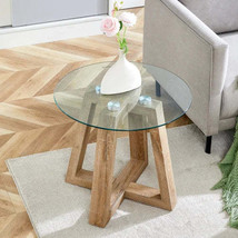 Modern Practical Clear Tempered Glass Top Table with Wood-Coloured MDF M... - $1,451.24 MXN