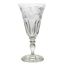 Hawkes Signed Kings Gravic Fruits Goblet, Cut Glass Foot &amp; Stem 6030 7&quot; ... - $125.00