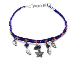 Starfish Charm Metal Leaf Chip Stone Dangle Seed Beaded Floral Strap Anklet - Wo - £12.44 GBP