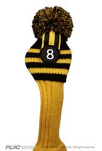 New #8 Fairway Wood Pom Head Cover Clubs Knit Sock Yellow Black Golf Club - £12.12 GBP