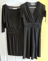 Lot (2) EVAN-PICONE Black Stretch Jersey Ruched Short Sleeve Dresses (4) - $29.30