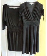 Lot (2) EVAN-PICONE Black Stretch Jersey Ruched Short Sleeve Dresses (4) - $40.07 CAD