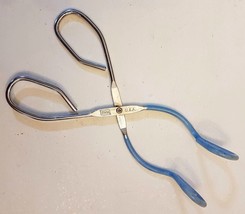 VTG Ekco 8” Scissor Tongs Stainless Steel Handle Soft Blue Coated Grippe... - £15.41 GBP