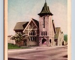Wesley Methodist Episcopal Church Los Angeles CA Linen Postcard Black Hi... - £26.42 GBP