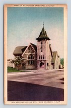 Wesley Methodist Episcopal Church Los Angeles CA Linen Postcard Black History Q6 - £26.36 GBP