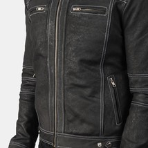 Youngster Distressed Black Leather Jacket - £113.69 GBP