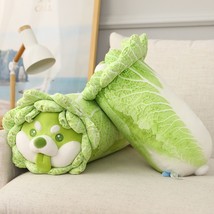 Creative Green White Cabbage Dog Plush Toy Soft Cartoon Vegetable Plants Stuffed - £27.58 GBP