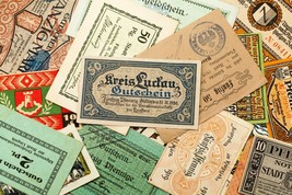 1920&#39;s Germany Notgeld Money 25pc - Liegnitz, Pasing, Stadtlengsfeld, Zeulenroda - £79.11 GBP