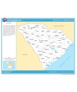 South Carolina State Counties w/Cities Laminated Wall Map - £154.31 GBP