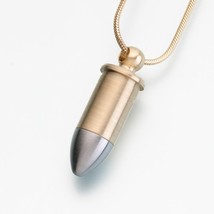 Bronze Bullet-Two-tone Pendant Funeral Cremation Jewelry Urn For Ashes - £96.74 GBP