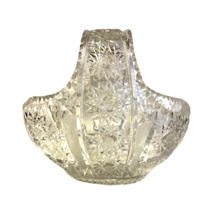 Vintage Czech Bohemain Star Hand Cut Clear Glass Crystal Basket Exclusive - £79.91 GBP