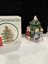 Spode Christmas Tree Cookie Jar Toys Around the Tree With Santa Lid 13&quot; ... - $24.74
