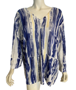 Nic+Zoe Plus White, Blue, Yellow 3/4 Sleeve V neck/ V Back Sweater Size ... - €57,06 EUR