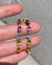 Natural Sapphire Drop Earring, Rainbow Minimalist Jewelry, Birthday Gift... - £84.91 GBP