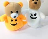 Ty Halloween Beanie bear set 2 Grizzly pumpkin &amp; Sheetsies ghost mini pl... - $25.00