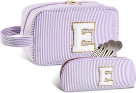 Personalized Gifts 2pcs Initial Makeup Bag A Z Large Travel Toiletry Bag Preppy  - £25.77 GBP