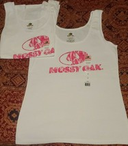 Two (2) Mossy Oak ~ Size Large ~ Ladies&#39; Rib Tanks ~ White/Pink ~ Feminine Fit - £11.76 GBP