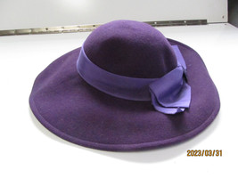 Vintage Lancaster 100% Wool purple Classy Church Women&#39;s Hat Bow USA Made - £15.71 GBP
