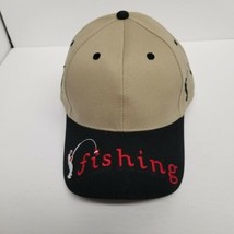 Fishing Hook Tan &amp; Black Adjustable Strapback Hat, Fishing Gift, Dad Gif... - $14.80