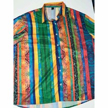 Casual Button-Up Shirt Men&#39;s Large Multicolor Short Sleeve Collared Regu... - $17.70