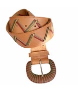 Ginnie Johansen Leather Zig Zag Topstitch Belt Medium - $35.53