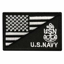 American USA Flag Navy Anchor Hook Fastener Patch [3.0 X 2.0 - MTN4] - $6.75