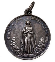 Medalla Católica De María/Sagrado Corazón En Plata, 33 Mm, 13.3 Gramos - $2,349.75 MXN