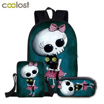 Cute school bags for kids magic gothic girls skull printing backpack teenagers shoulder thumb200