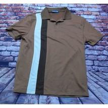 PJ Paul Jones Men&#39;s Brown Polo Shirt W/ Light Blue &amp; Dark Brown Stripes ... - $11.54