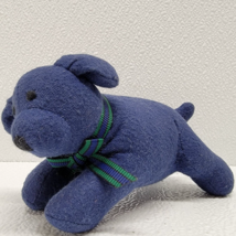 Vintage 1994 Eddie Bauer Blue Dog 6&quot; Plush Blue Green Ribbon Bow  - $21.77