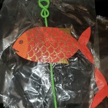 1 Fish Garden Stake Marker Green Stake Orange And Gold Fish  New - £5.45 GBP