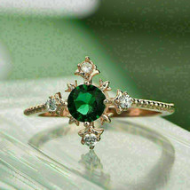2.10Ct Round Cut Green Emerald Solitaire Engagement Ring 14K Rose Gold Finish - £86.00 GBP