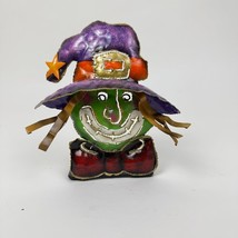 Halloween Smiling Witch Tea Light Candle Holder Metal Multicolor - $184.53 MXN