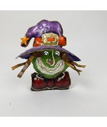 Halloween Smiling Witch Tea Light Candle Holder Metal Multicolor - $184.53 MXN