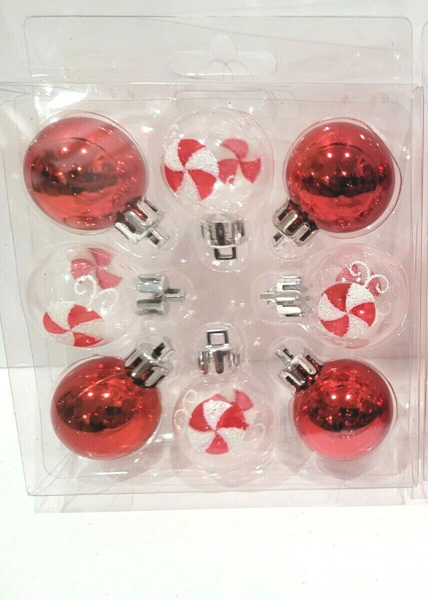 Christmas MINI Red Peppermint Plastic Ornaments Home Decor Set of 8 - $11.99