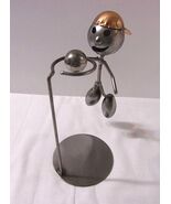 BASKETBALL PLAYER Metal Sculpture Kid Slam Dunk Teen Hoop Ball Copper Ha... - $705.26 MXN