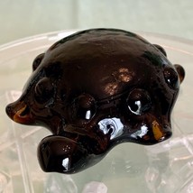VTG Blown Glass Amber Turtle Figurine Hobnail Art Glass Sea Turtle Paper... - $29.00