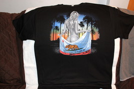 Sexy Woman California Republic Flag Bear Palm Trees Sunset T-SHIRT Shirt - £8.98 GBP