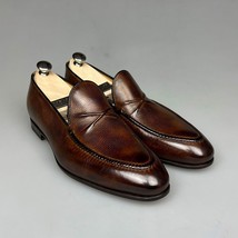 Hand Made Patina Dress Loafer For Men Leather Formal Shoes for Men - £129.69 GBP