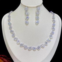 Shiny Zirconia 2PCS Jewelry Set Bridal Wedding Green Color Silver and Blue Women - £57.24 GBP