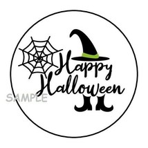 30 Happy Halloween Envelope Seals Labels Stickers 1.5&quot; Round Witch Favors Gifts - £5.98 GBP