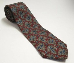 Strathmore All Silk mens Tie Paisley red blue 3.25 &quot;x57.5&quot; necktie - £7.85 GBP