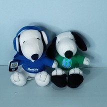 MetLife Peanuts Snoopy Dog Plush Lot Of 2 Cellphone Headphones Save Planet - £15.73 GBP
