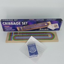 Cribbage Board Set 3 Tracks With Pegs Playing Cards No. 601 15 Inch Sealed - £7.13 GBP