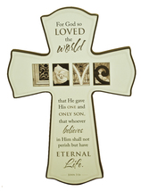 Small Wood Cross -- John 3:16 -- God so loved the World (11.5&quot; x 8&quot; x 3/4&quot;) - £13.94 GBP