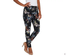 G.I.L.I. Dual Stretch Colored Denim Ankle Jeggings Black Floral Size Plu... - $16.87