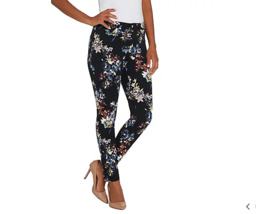 G.I.L.I. Dual Stretch Colored Denim Ankle Jeggings Black Floral Size Plu... - £13.21 GBP