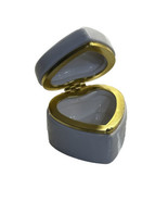 Heart Shaped Trinket Box Hinged Jewelry Gift Box White Ceramic Dish with... - £9.16 GBP