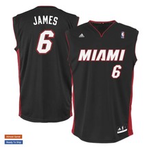 Adidas Labron James Jersey youth XL NBA Miami Heat black red #6 athletic  - £31.38 GBP
